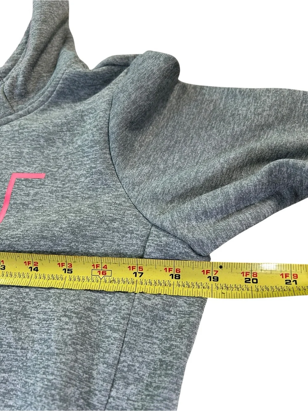Nike Girls XL Dri-FIT Fleece Hoodie Gray Pink Pullover Athletic Sweatshirt